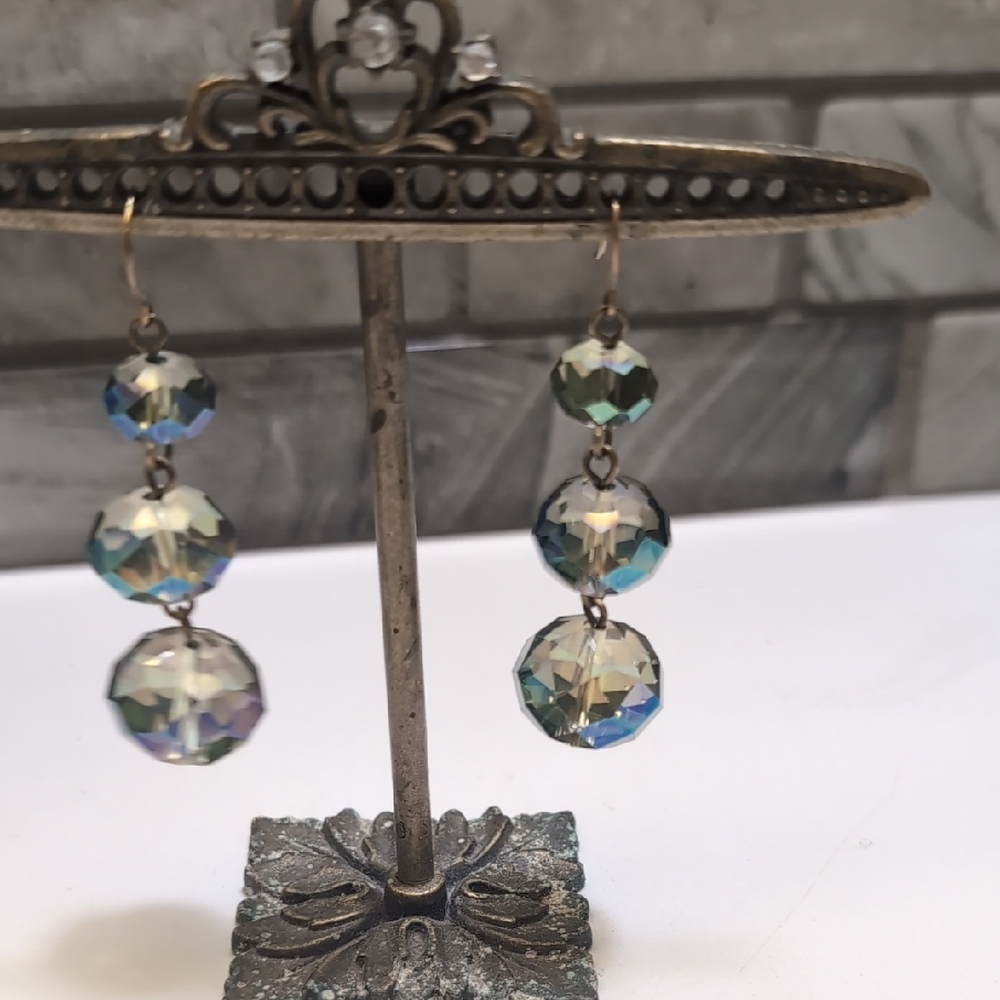 Iridescent Crystal Drop Earrings